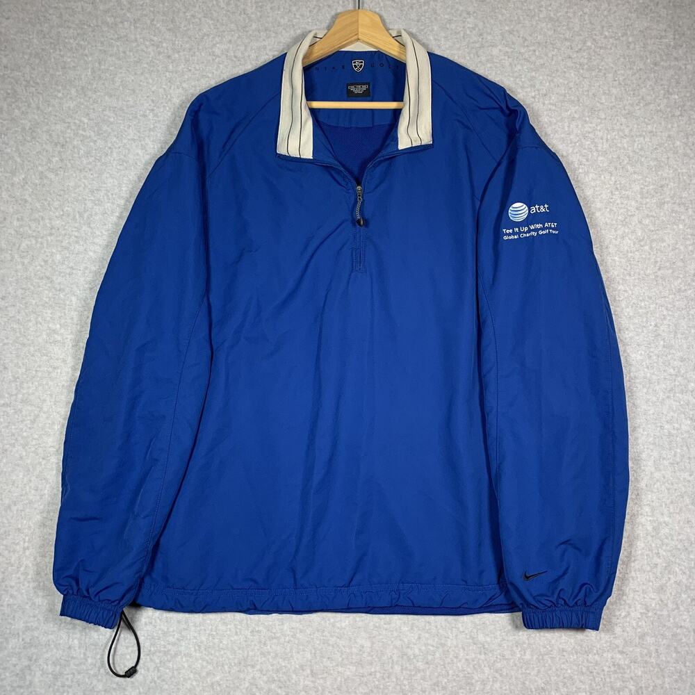 Nike Golf Quarter Zip Blue Windbreaker Jacket Men’s XXL Soft Shell AT&T